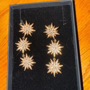 Gold Starburst Drop Earrings